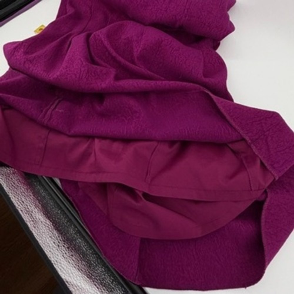 Adrianna Papell Beaded Neck Sheath Dress Fuschia Cap Sleeve Zipper Closure US 12 - Picture 7 of 9